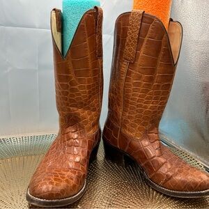 Handmade men 9 exotic croc print cowboy boots